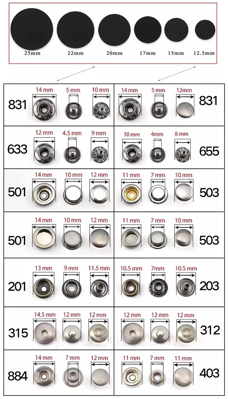 metal snap buttons