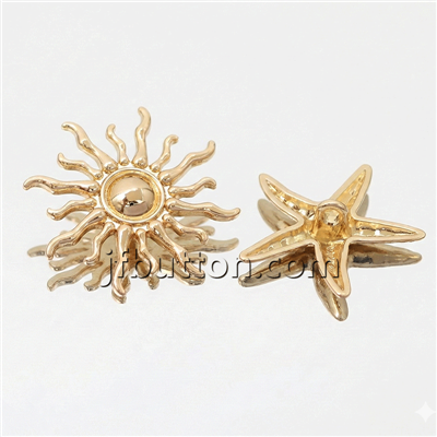 Botones de mango con forma de sol dorado-
