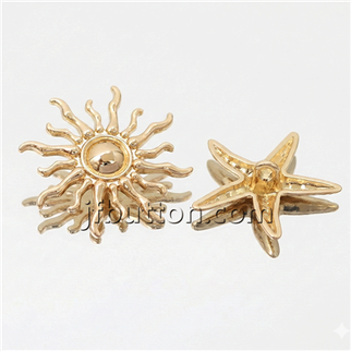 Botones de mango con forma de sol dorado-